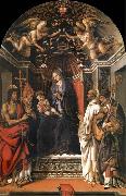 Fra Filippo Lippi The Madonna and the Nno enthroned with the holy juan the Baptist, Victor Bernardo and Zenobio oil painting on canvas
